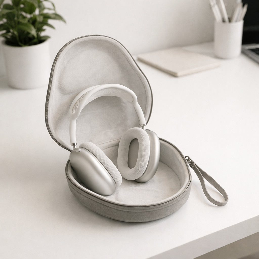 Premium Hardcase für AirPods Max – Stoßfestes Reise-Etui mit Soft-Velvet Innenfutter & Trageschlaufe