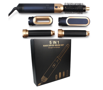 IconicStyle 5-in-1 Haarstyler Blue Edition mit Aufsätzen – High-Speed Föhn, Rundbürste und Auto-Curler Set