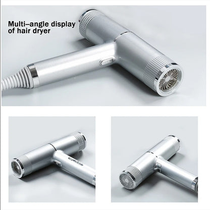 AeroDry T-Design Haartrockner in Silber – mehrwinklige Ansicht des kompakten High-Speed Föhns für ein detailliertes Produktdisplay