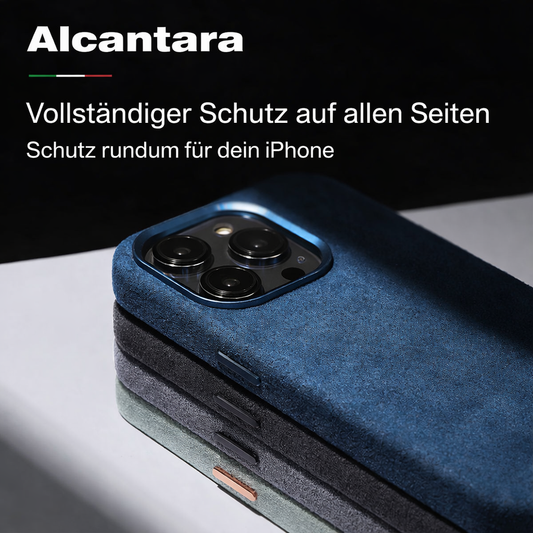 AlcantaraCase™ MagSafe Handyhülle mit 360 Grad Rundumschutz und Full Wrap Design aus hochwertigem Alcantara Material.