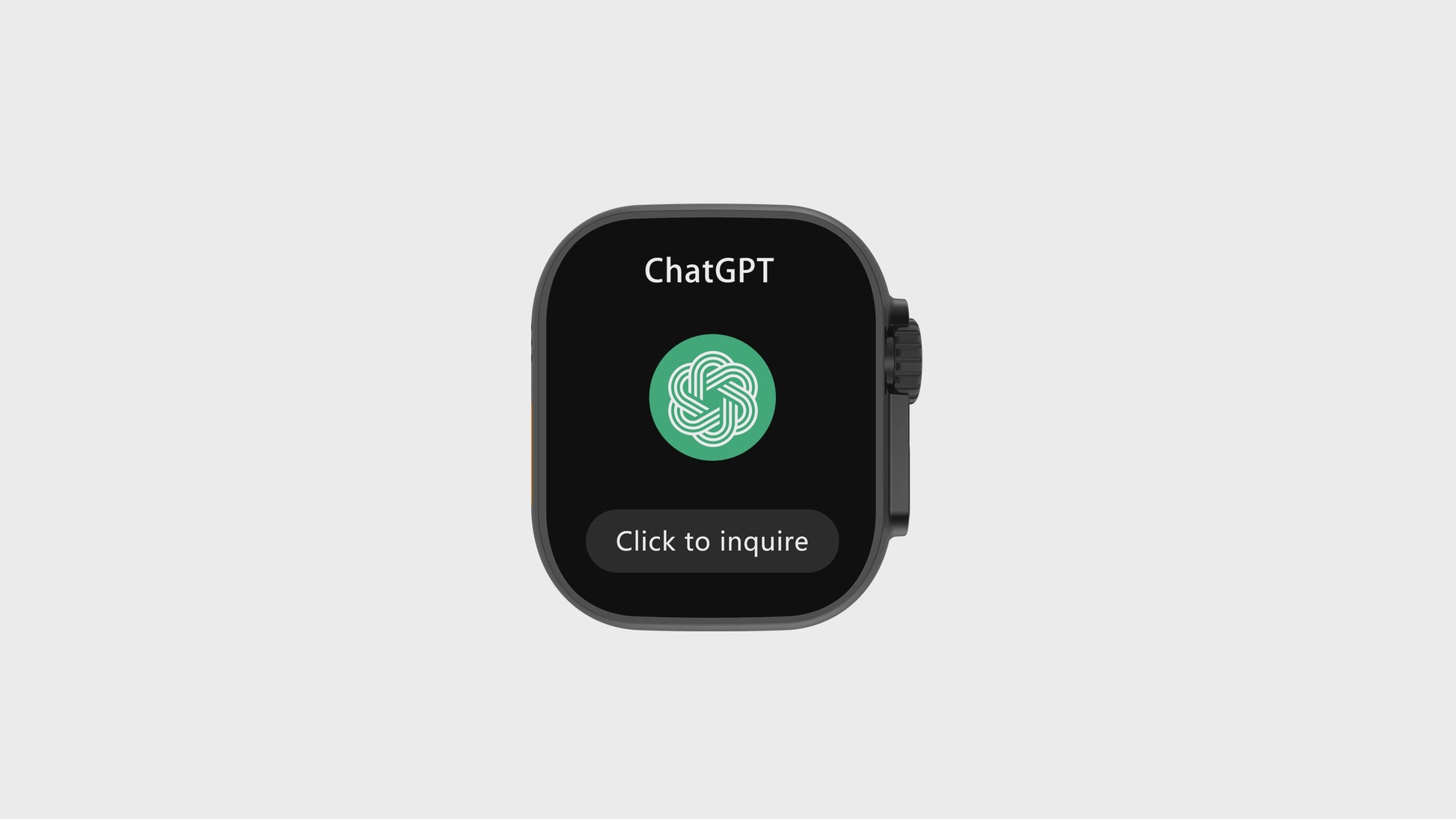 IconicTech Ultra AI³ Smartwatch mit integriertem ChatGPT-Assistenten – schwarzes Display mit KI-Logo und Bedienfeld